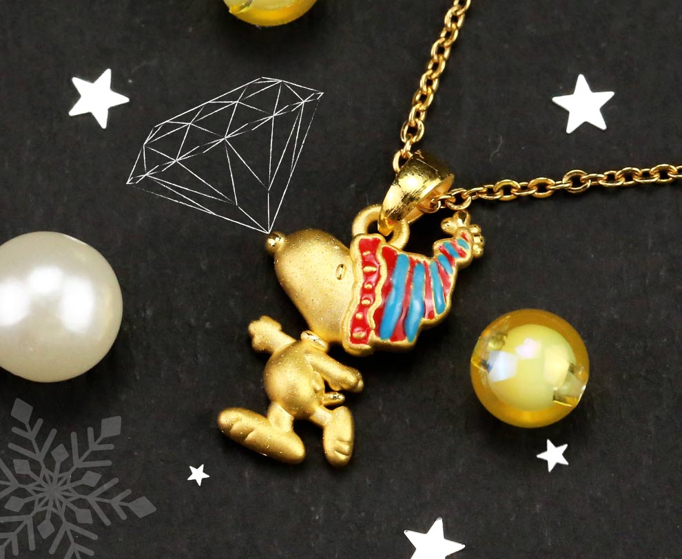 毛帽史奴比黃金墜子-SNOOPY