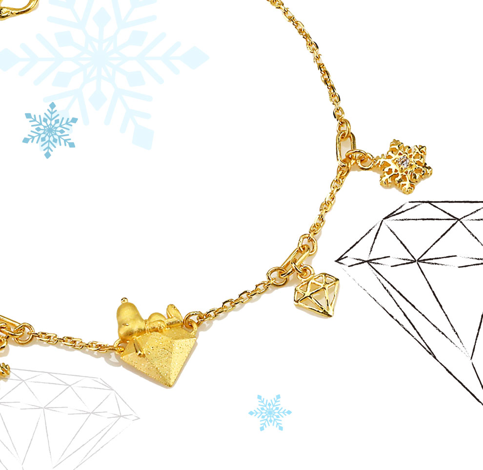 9999純金史努比鑽石黃金手鍊