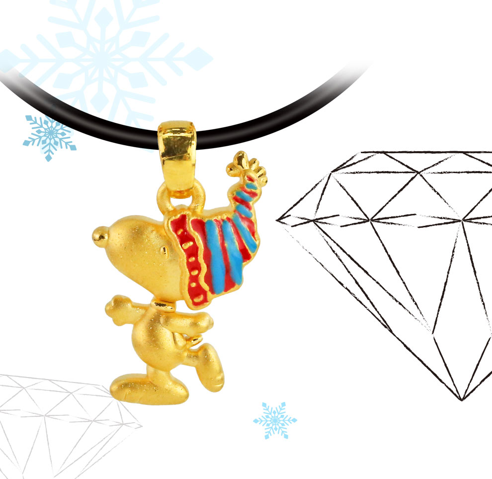 9999純金打造史奴比黃金墜子