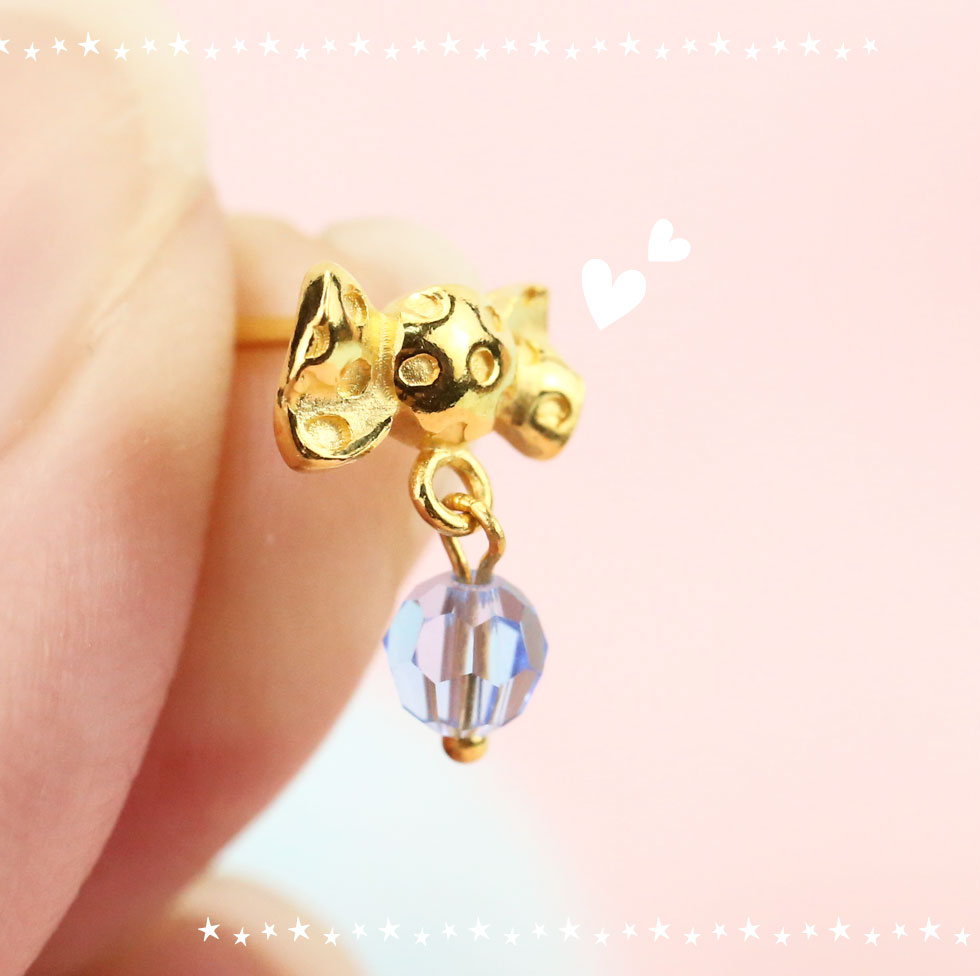 大耳狗不對稱設計黃金糖果耳環