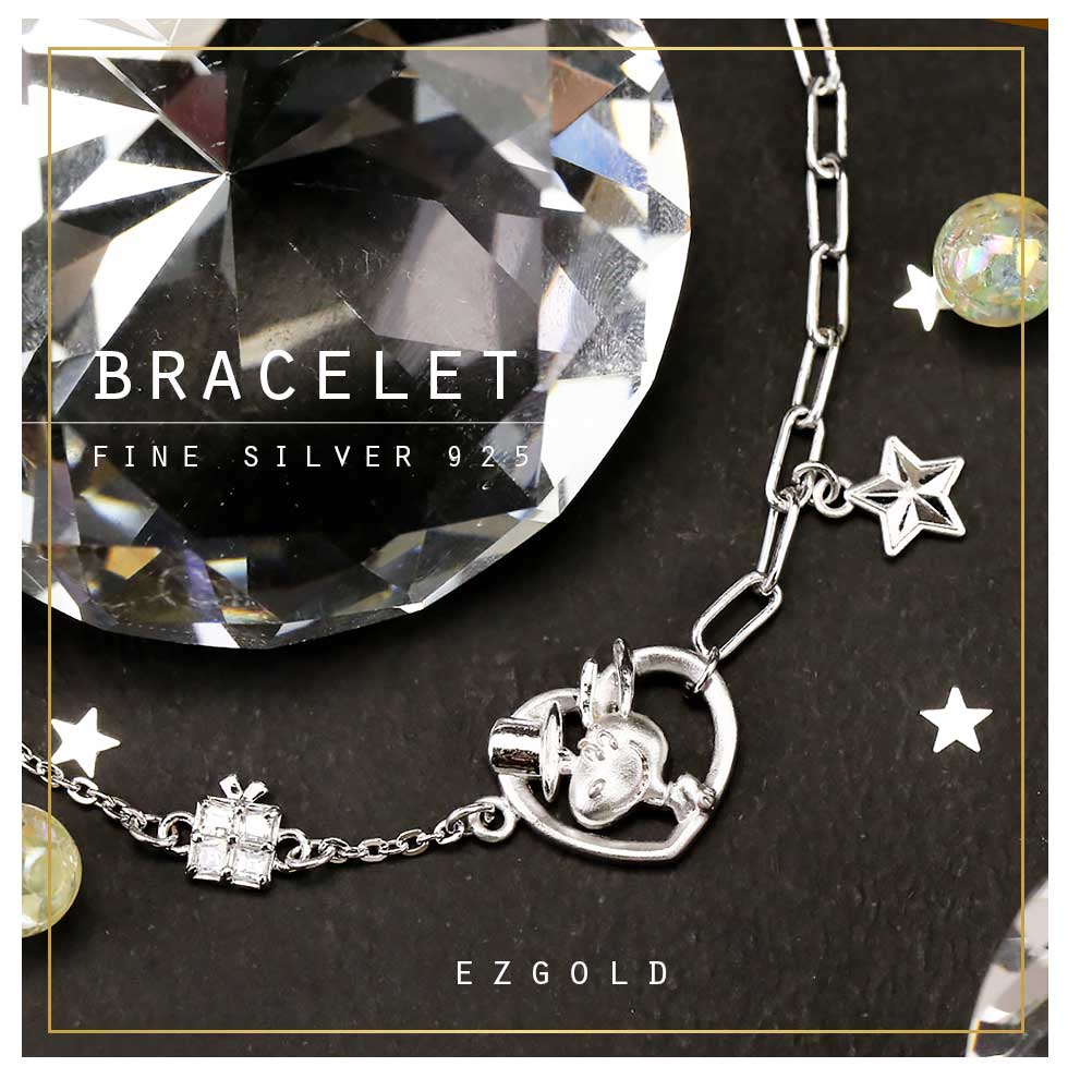 史努比純銀手鍊-閃閃星願-SNOOPY