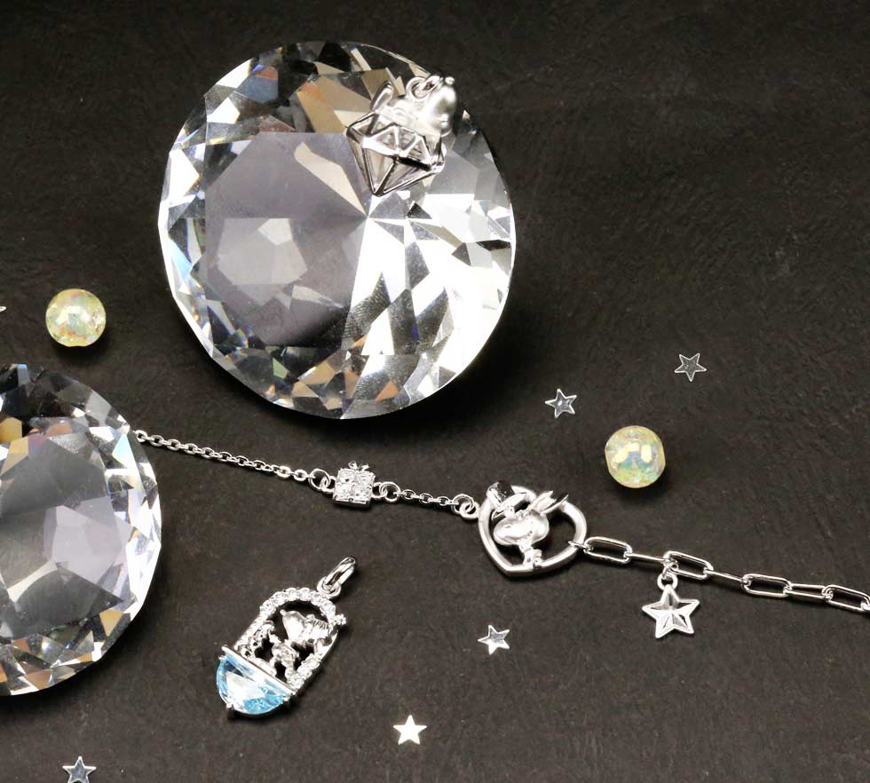 鑽石史努比純銀墜子-SNOOPY 75週年紀念