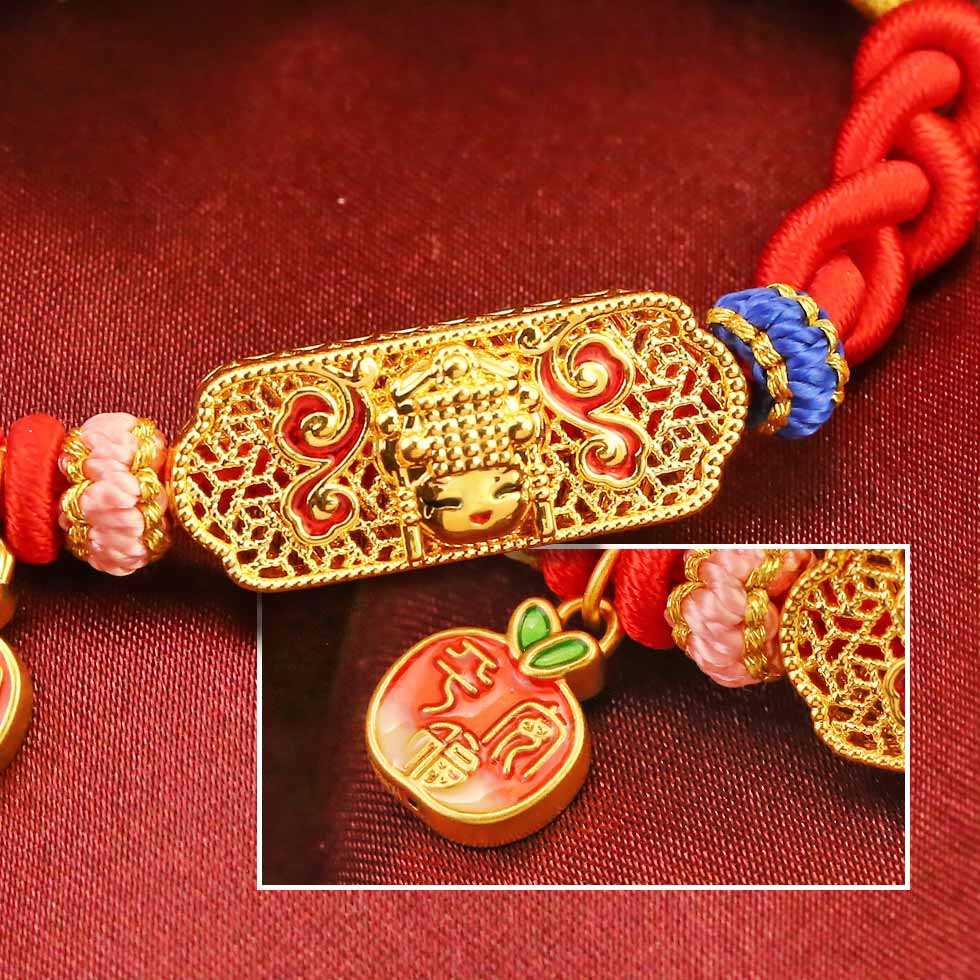 白沙屯媽祖蘋果墜黃金手鍊
