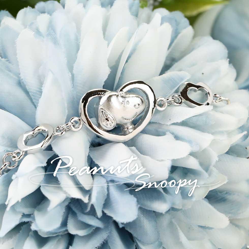史努比純銀手鍊 愛心造型
