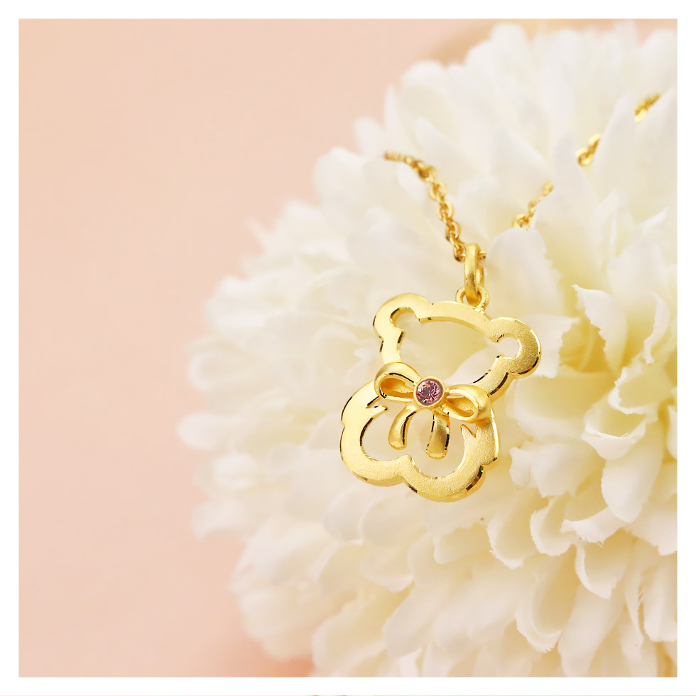 9999純黃金鏤空小熊黃金墜