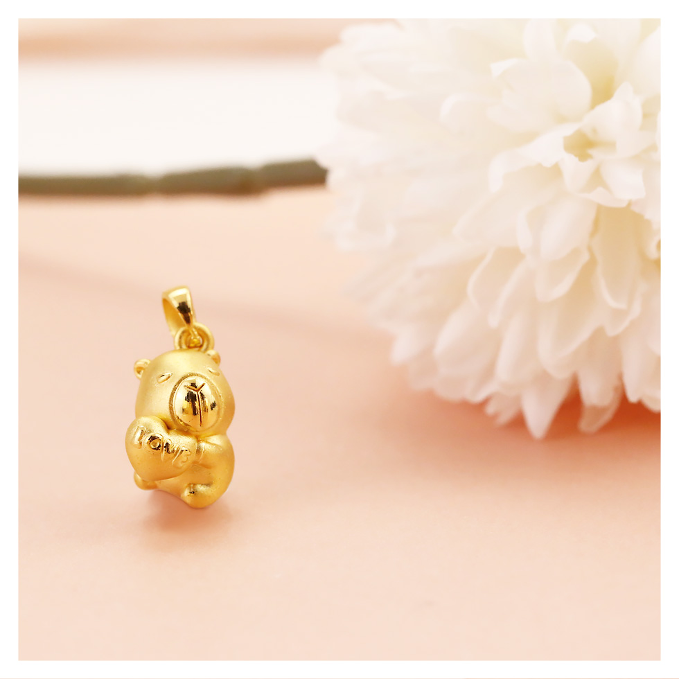 卡皮巴拉水豚君愛心黃金墜