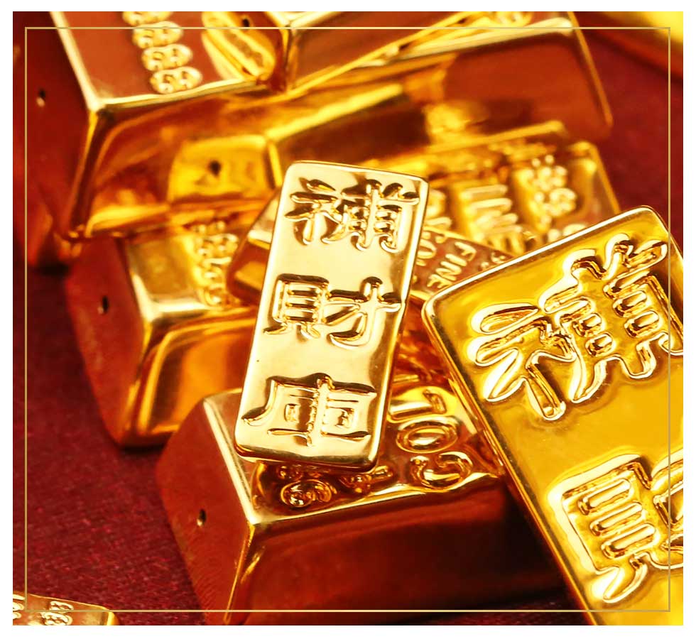 金寶珍銀樓補財庫金磚小型立體特寫,純金質地細膩明亮,展現開運聚寶與財運滾滾的吉祥寓意。