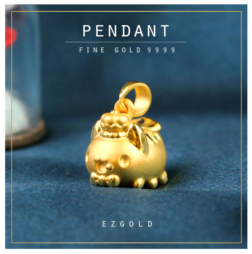 國王咖波黃金墜子主視覺照,金寶珍銀樓設計9999純金貓貓蟲咖波造型,圓潤可愛、皇冠閃耀,展現王者氣勢。