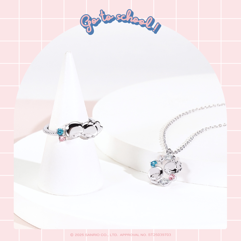 ittleTwinStars 雙子星晶鑽戒指與手鍊甜美套組展示照