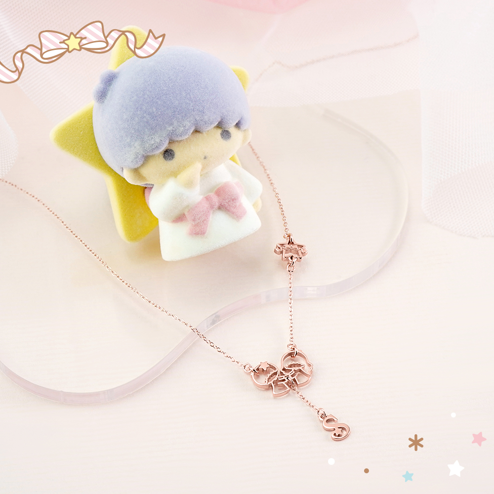 玫瑰金色 LittleTwinStars 客製純銀項鍊浪漫場景擺拍照