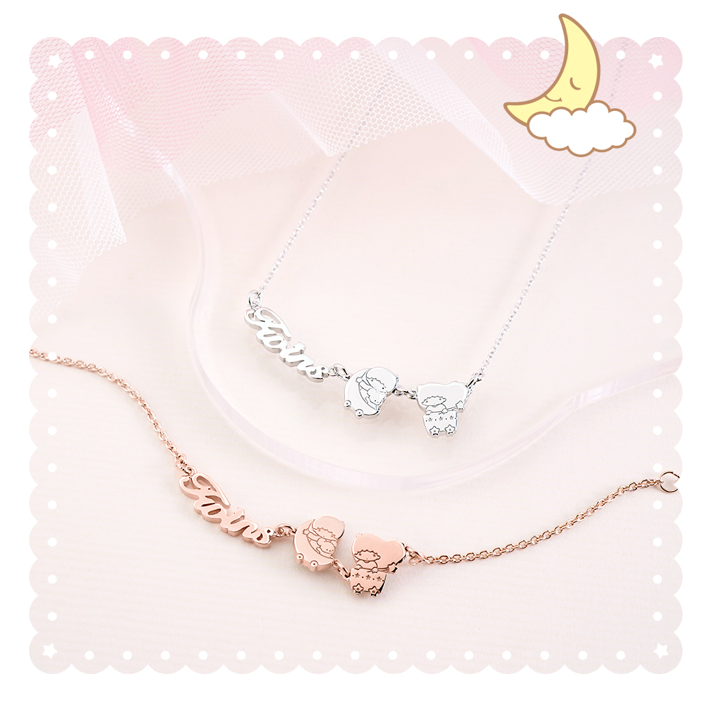 幸福列車 KikiLala 客製名字項鍊銀色與玫瑰金雙色示範照