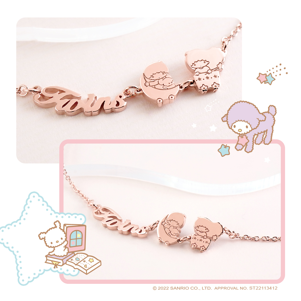 KikiLala 客製玫瑰金手鍊雙星仙子主體與字樣細節拍攝