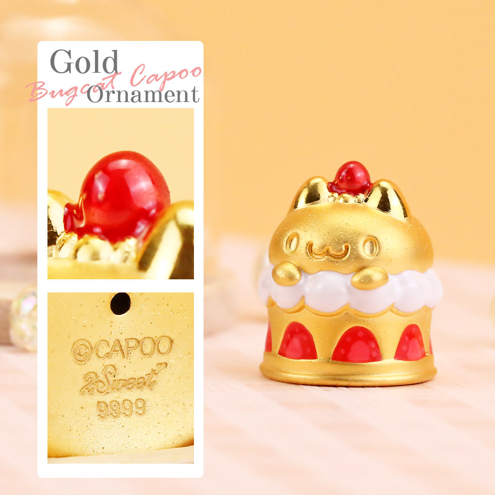 草莓蛋糕咖波黃金擺件