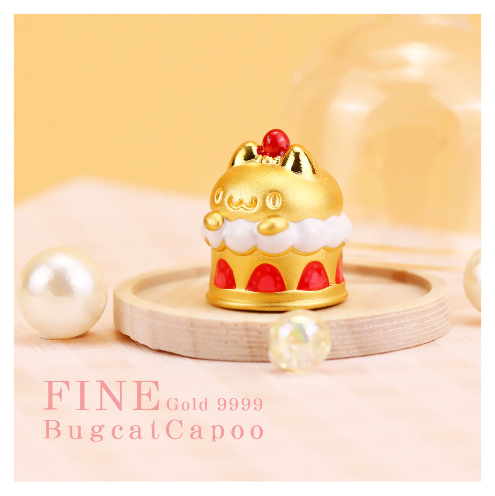 貓貓蟲咖波草莓蛋糕黃金擺件