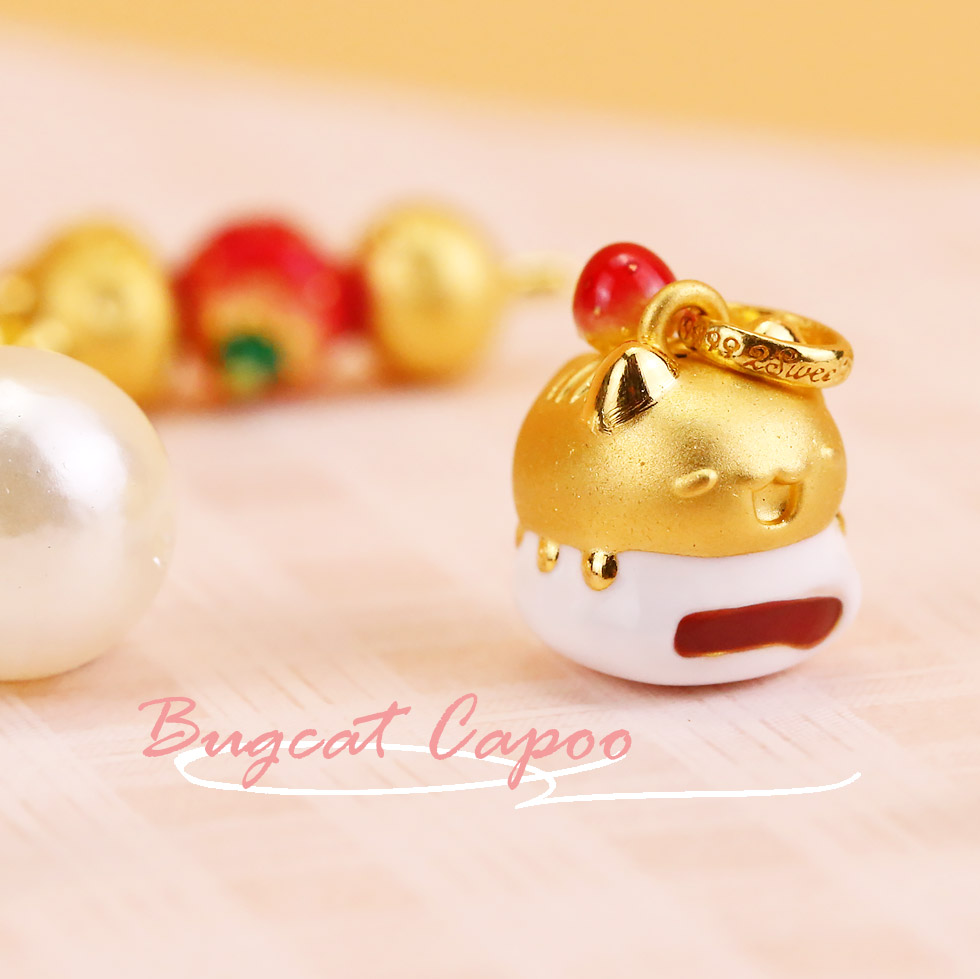 咖波草莓大福立體硬金墜子