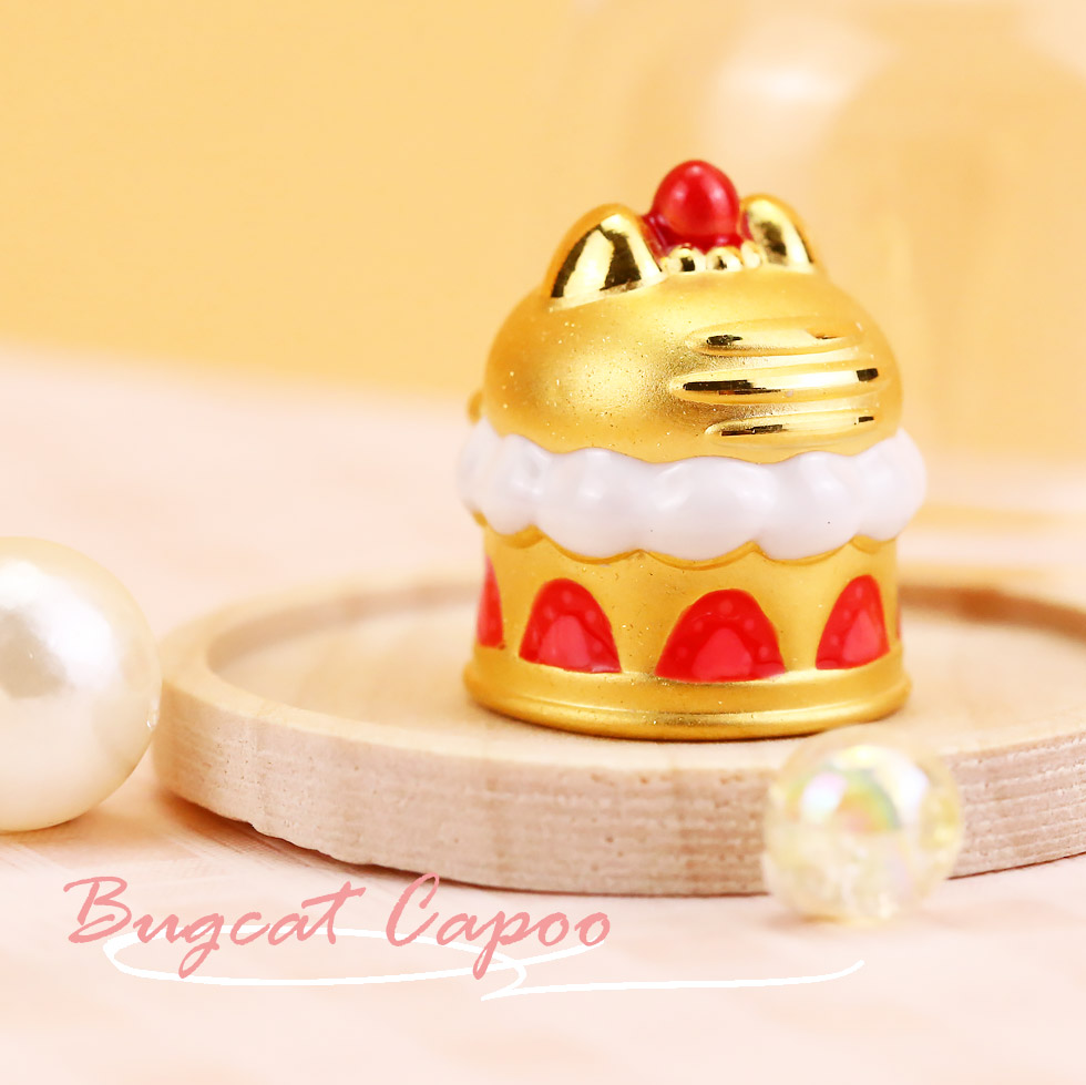 草莓蛋糕咖波黃金擺件9999純黃金打造