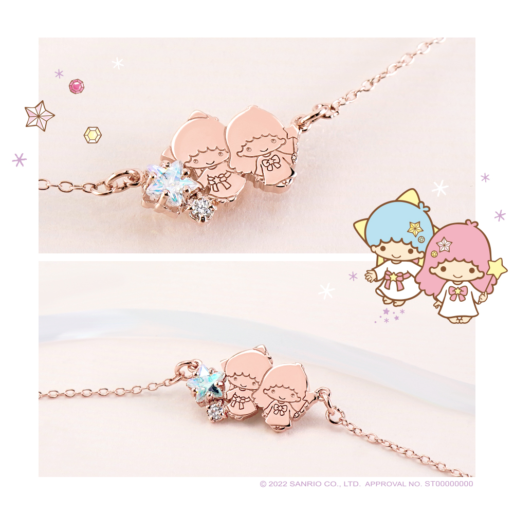 星形誕生石與雙星仙子墜飾的細節雕刻特寫