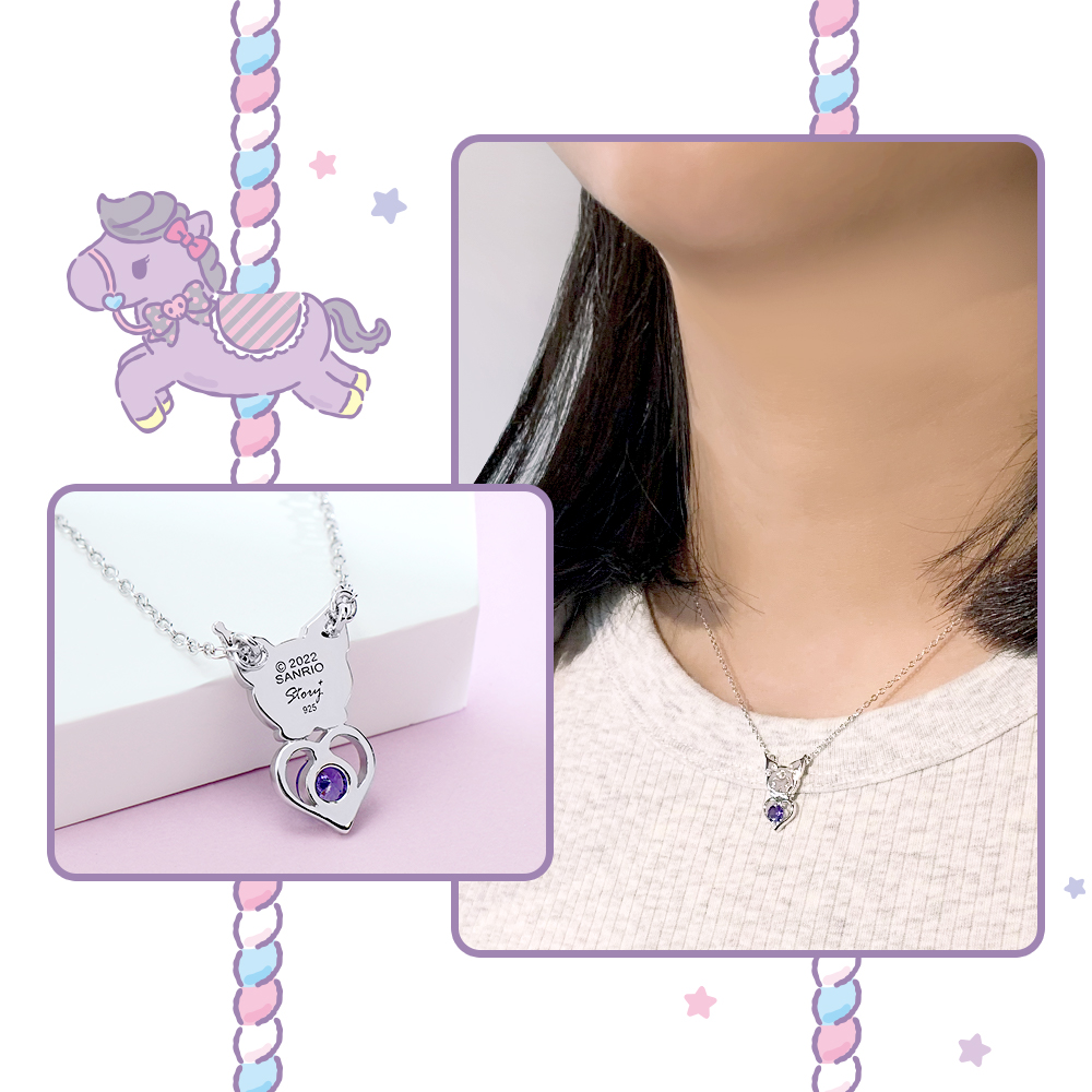 女生佩戴酷洛米誕生石項鍊的實戴示範照