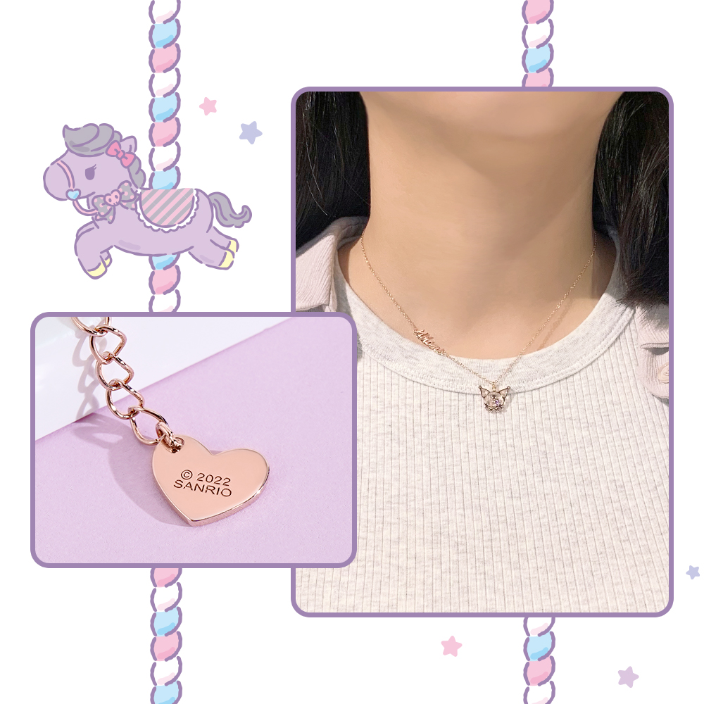 酷洛米純銀客製項鍊真人配戴照,展現甜美小惡魔穿搭風格