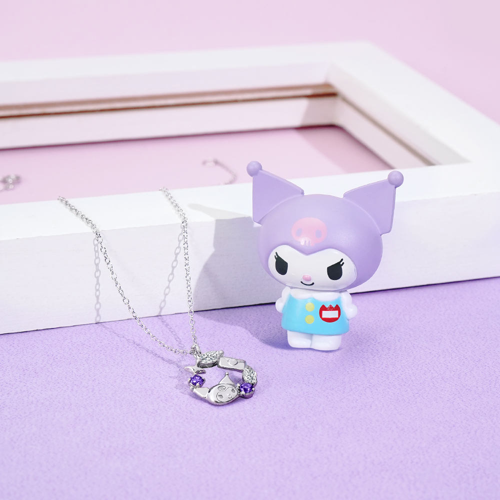 Kuromi 晶鑽純銀項鍊 學院風設計 可愛情境展示