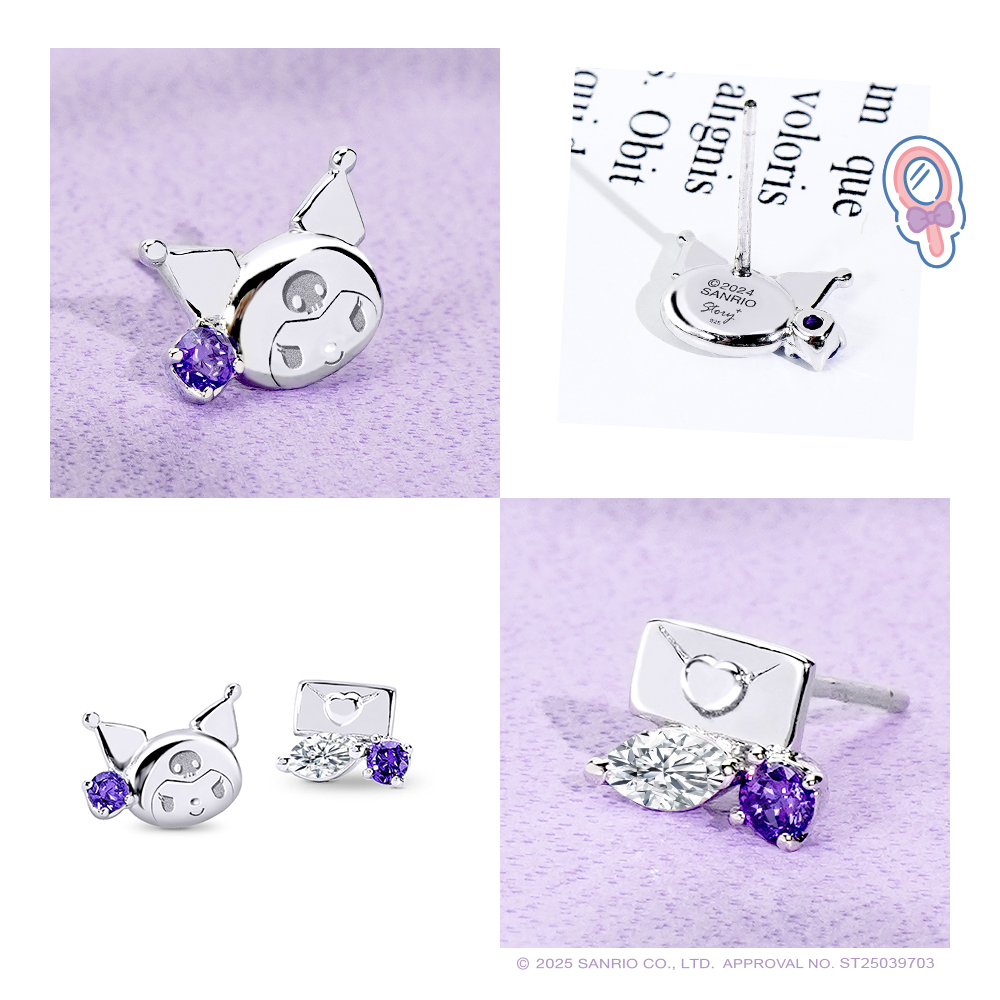 酷洛米 Kuromi 純銀耳環 背面刻印 Sanrio 官方授權