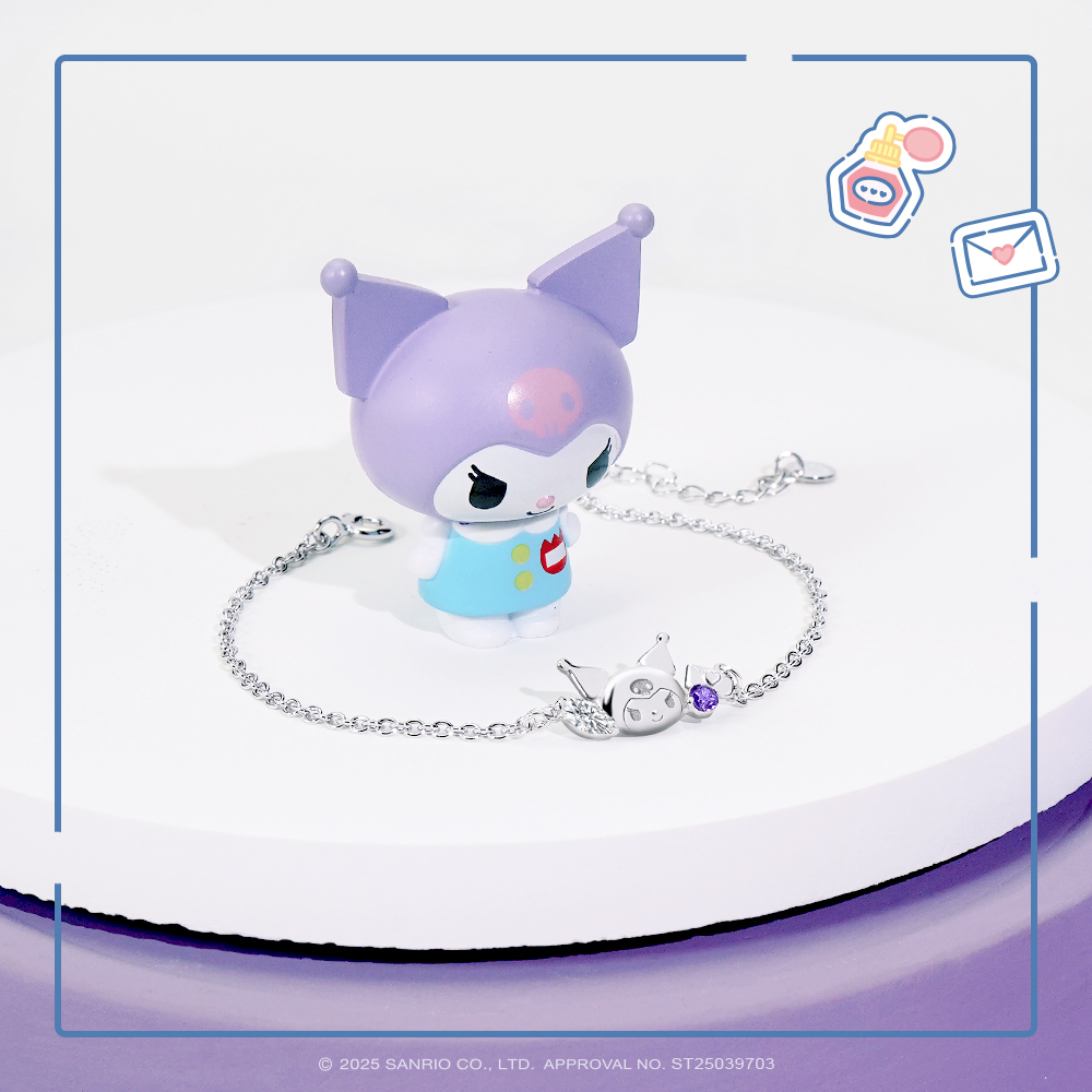 Kuromi 酷洛米 S925純銀手鍊 背面Sanrio正版刻印細節