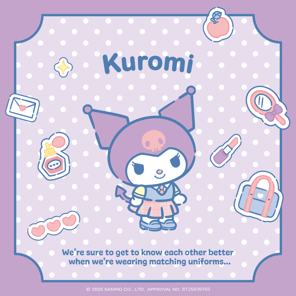 酷洛米 Kuromi Sanrio 學院 Mix 系列 晶鑽純銀耳環 官方授權形象圖