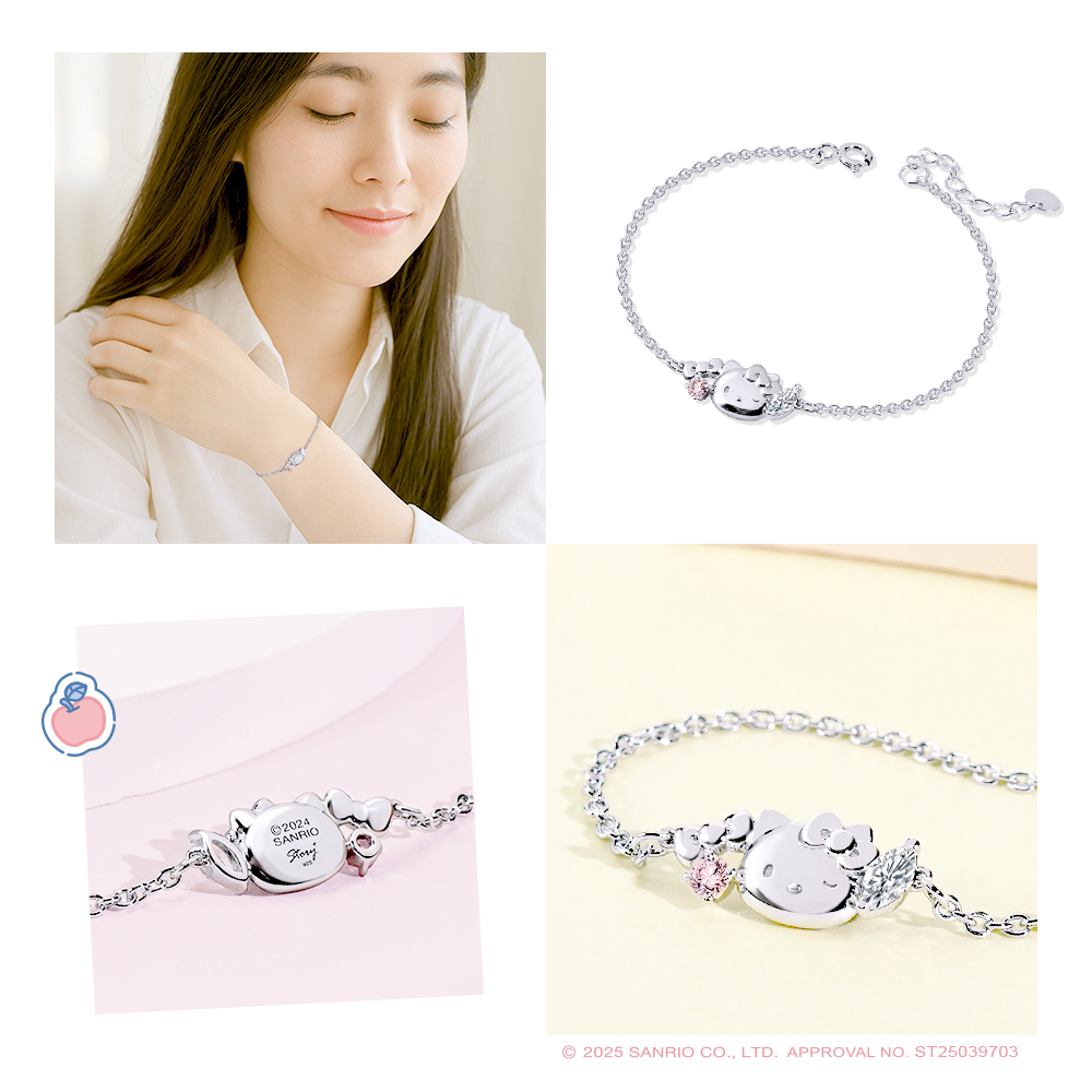 模特實戴 Hello Kitty 純銀手鍊,日常穿搭示意