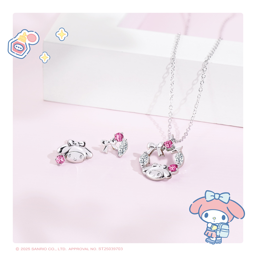 美樂蒂耳環及項鍊,雙飾品搭配