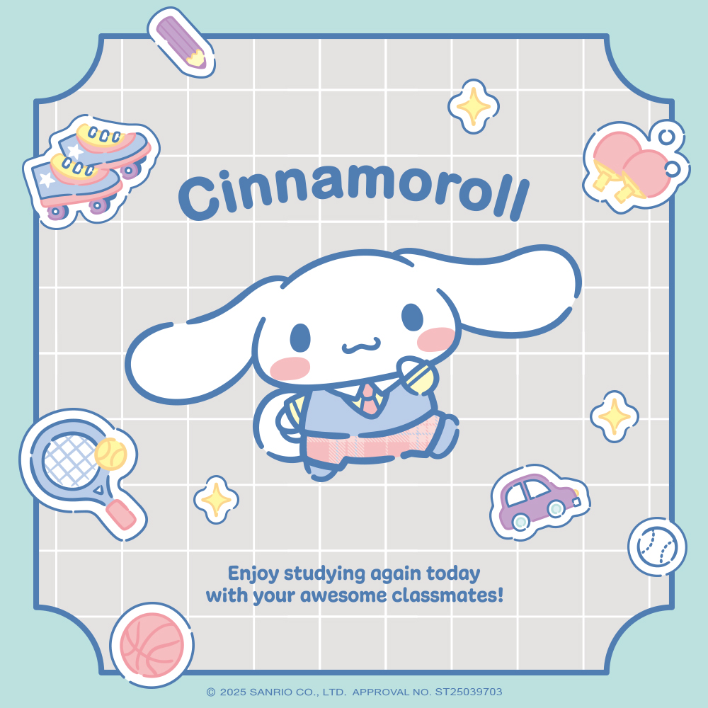 大耳狗 Cinnamoroll Sanrio 學院 Mix 系列角色插畫,學院風可愛主視覺