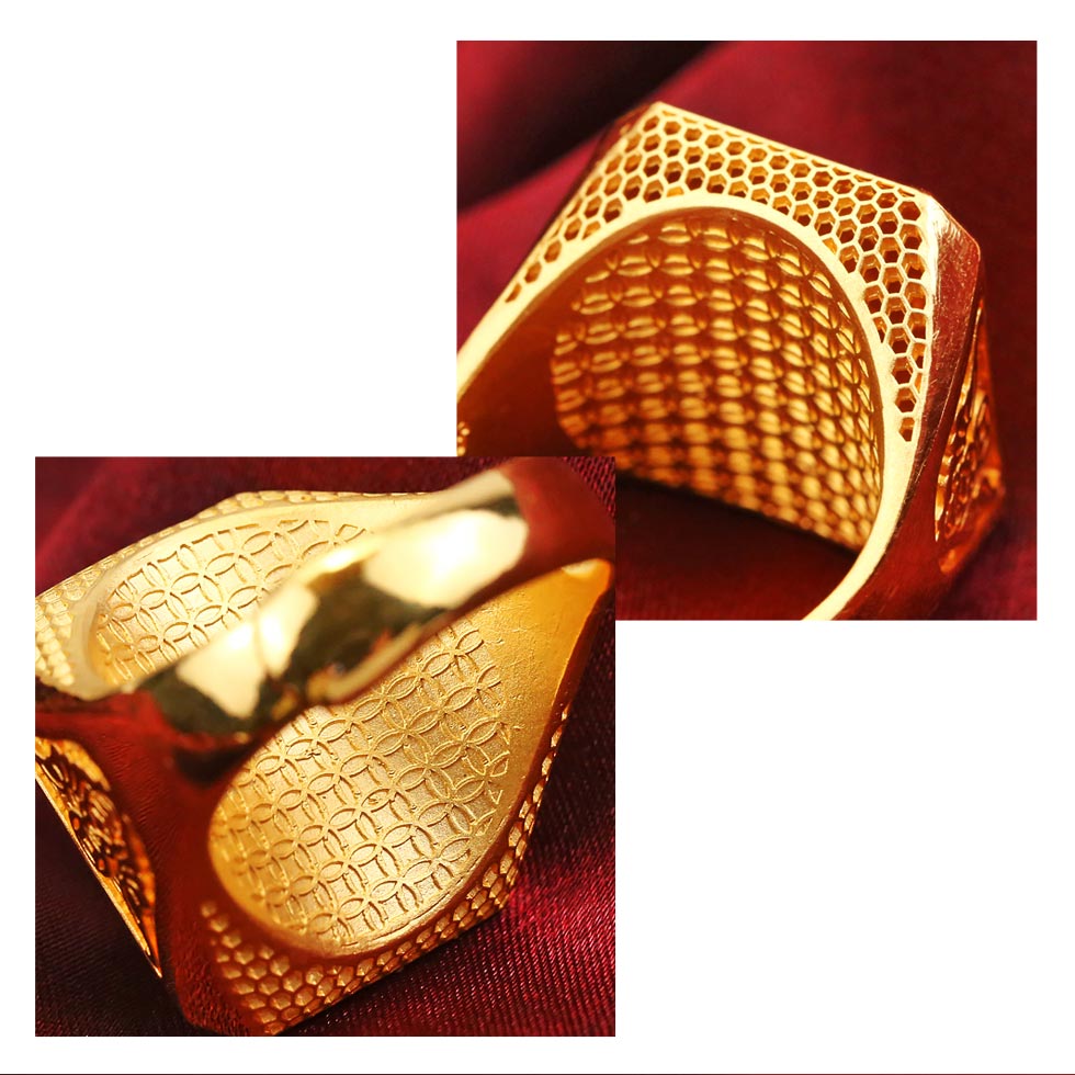男生立體福印金戒指