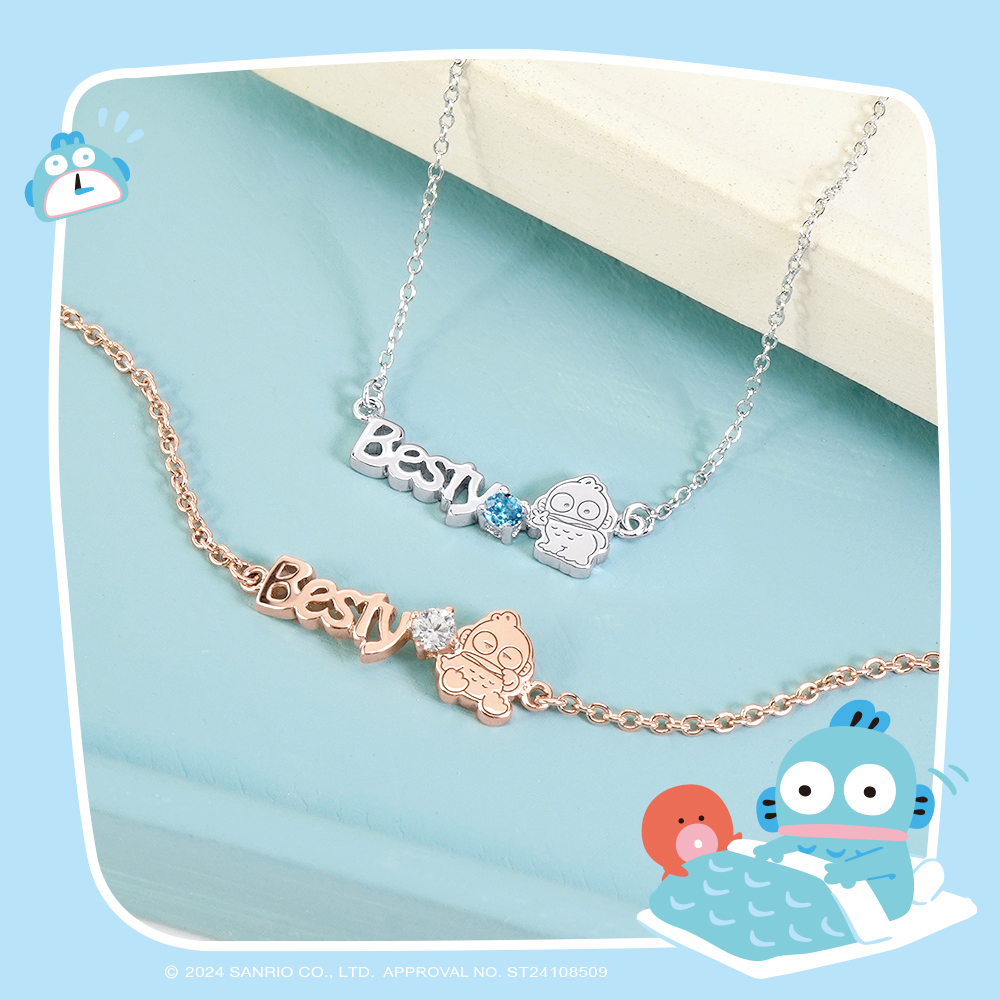 人魚漢頓純銀項鍊,純銀及玫瑰金展示