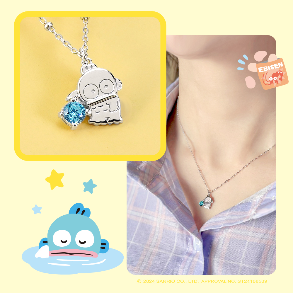 人魚漢頓誕生石純銀項鍊 吊墜細節近拍