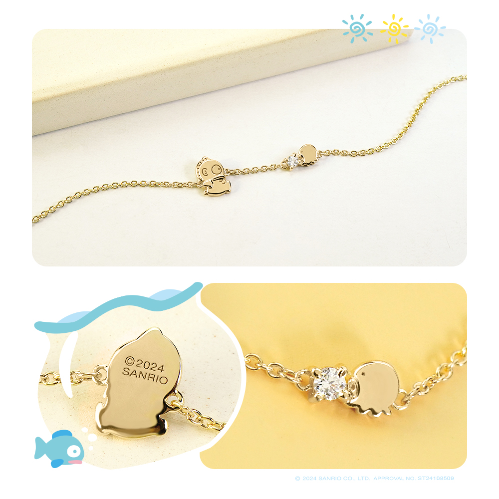 人魚漢頓純銀手鍊背面刻印,Sanrio 正版授權標示