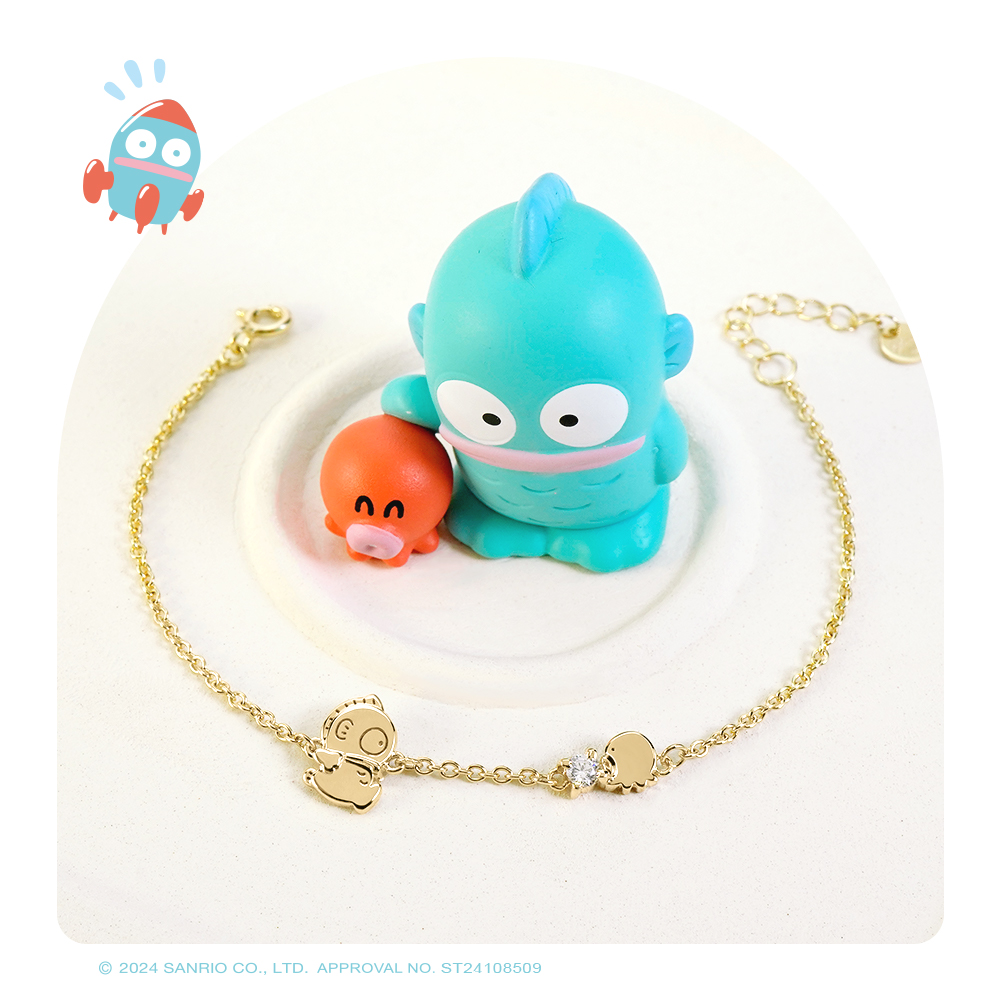 人魚漢頓純銀手鍊整體造型展示,誕生石點綴設計