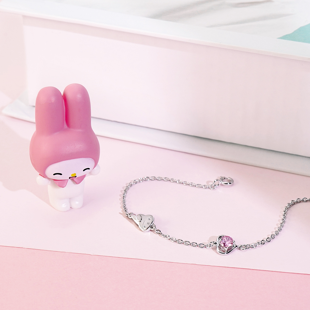 美樂蒂造型純銀吊飾背面,SANRIO 正版授權與 925 銀標記