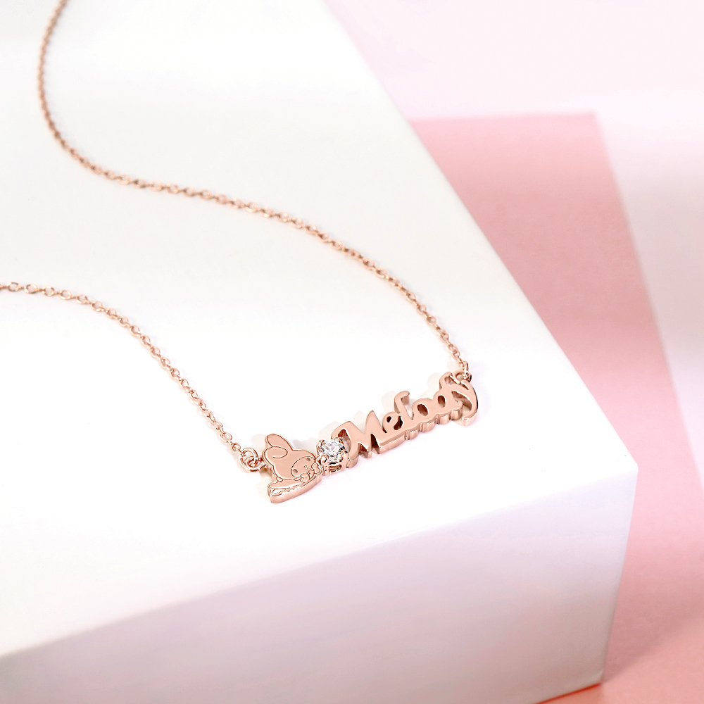 玫瑰金 My Melody 客製字母純銀項鍊實拍