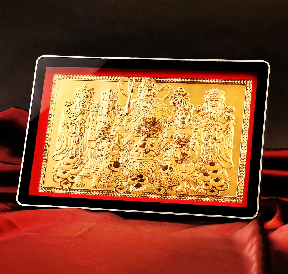 五路財神-黃金金箔畫擺件