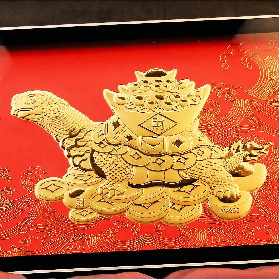 榮退送禮招財金龜黃金擺件