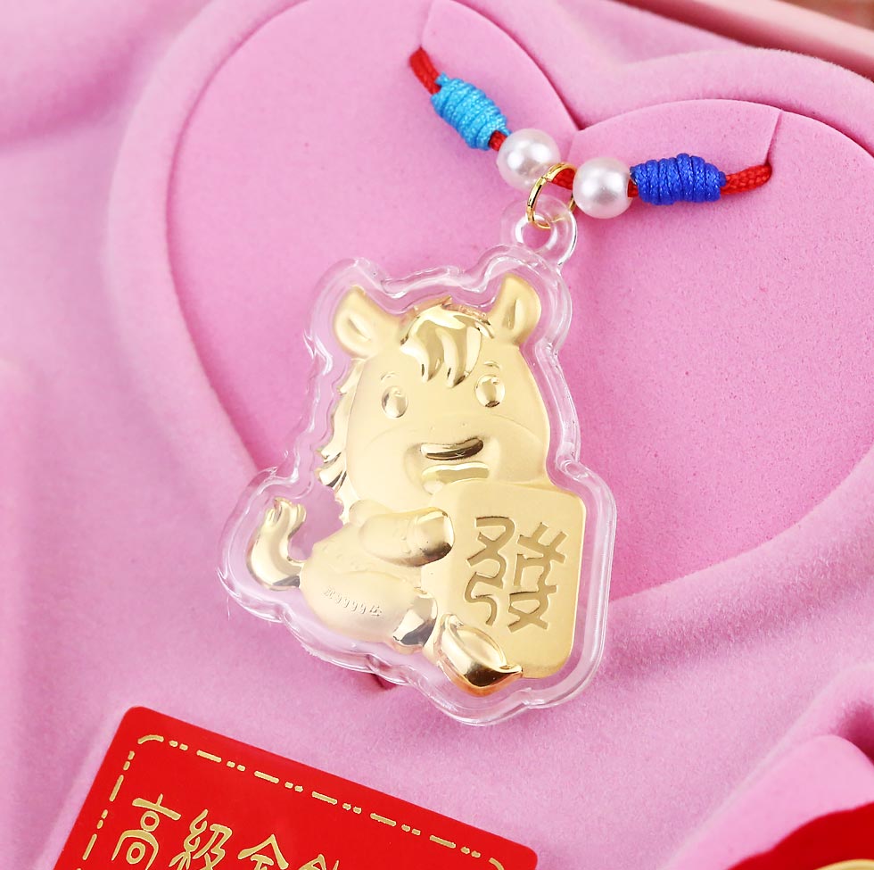 馬年彌月黃金鎖片項鍊