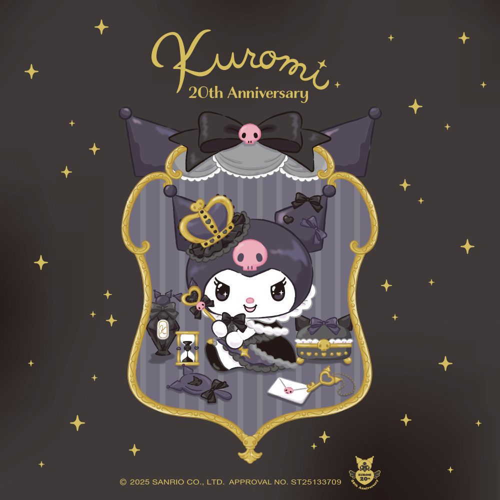 Kuromi 酷洛米20週年王國系列主視覺插畫,皇冠與暗黑童話風格設計