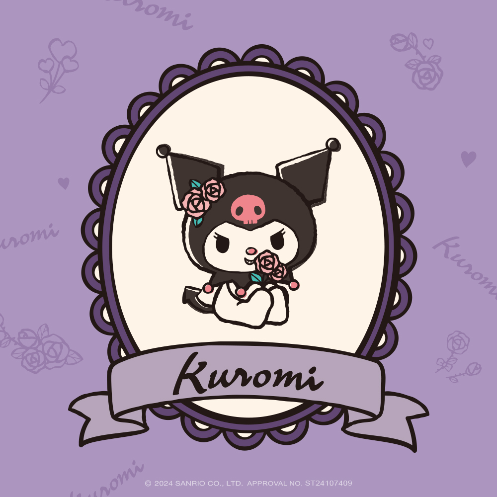 Kuromi 酷洛米繁花系列主視覺插畫,紫色花卉浪漫風格設計