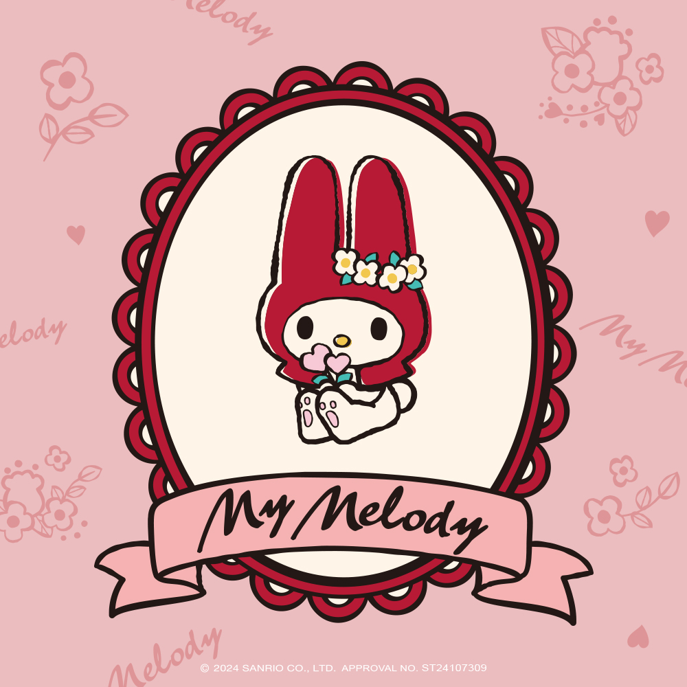 My Melody 美樂蒂繁花系列主視覺插畫,粉嫩花朵浪漫設計風格