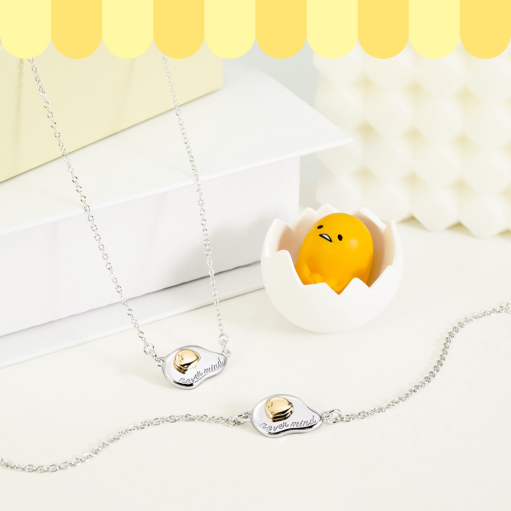 Gudetama 純銀項鍊與手鍊系列搭配展示照