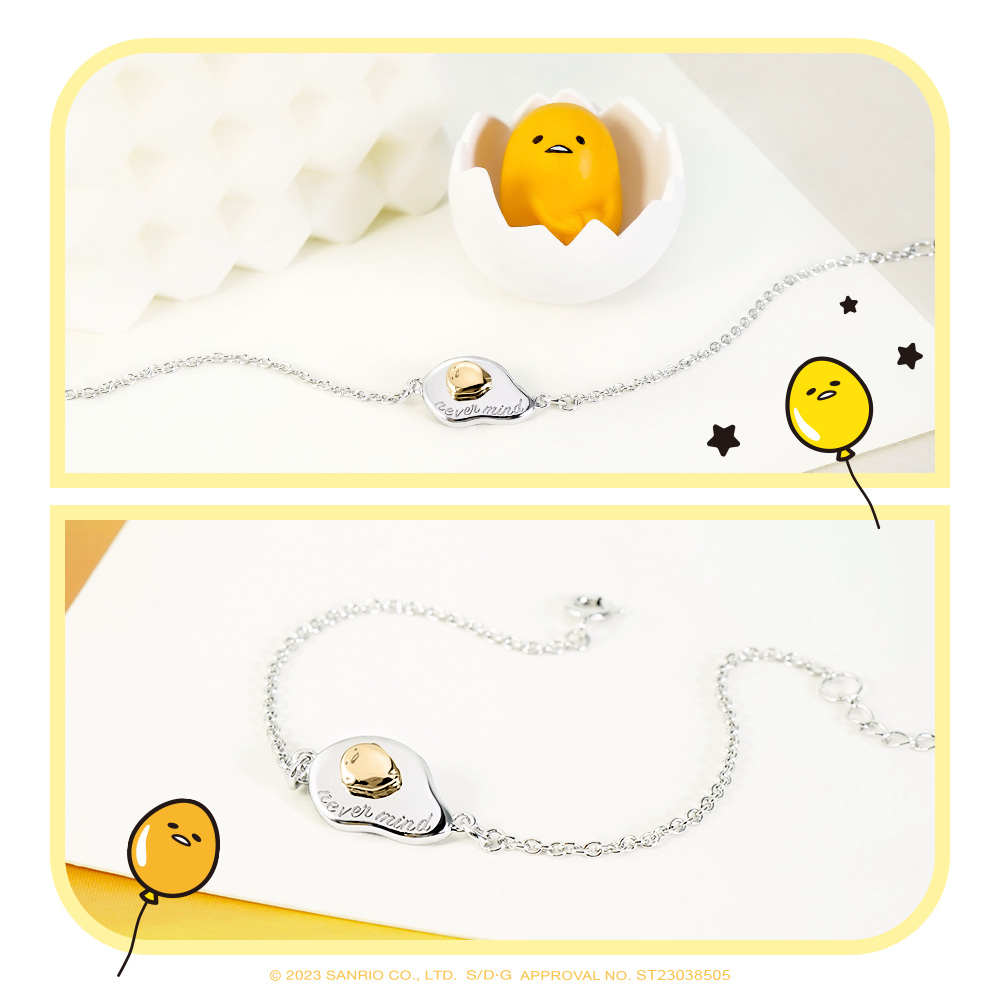 Gudetama 荷包蛋造型純銀手鍊雙圖展示照