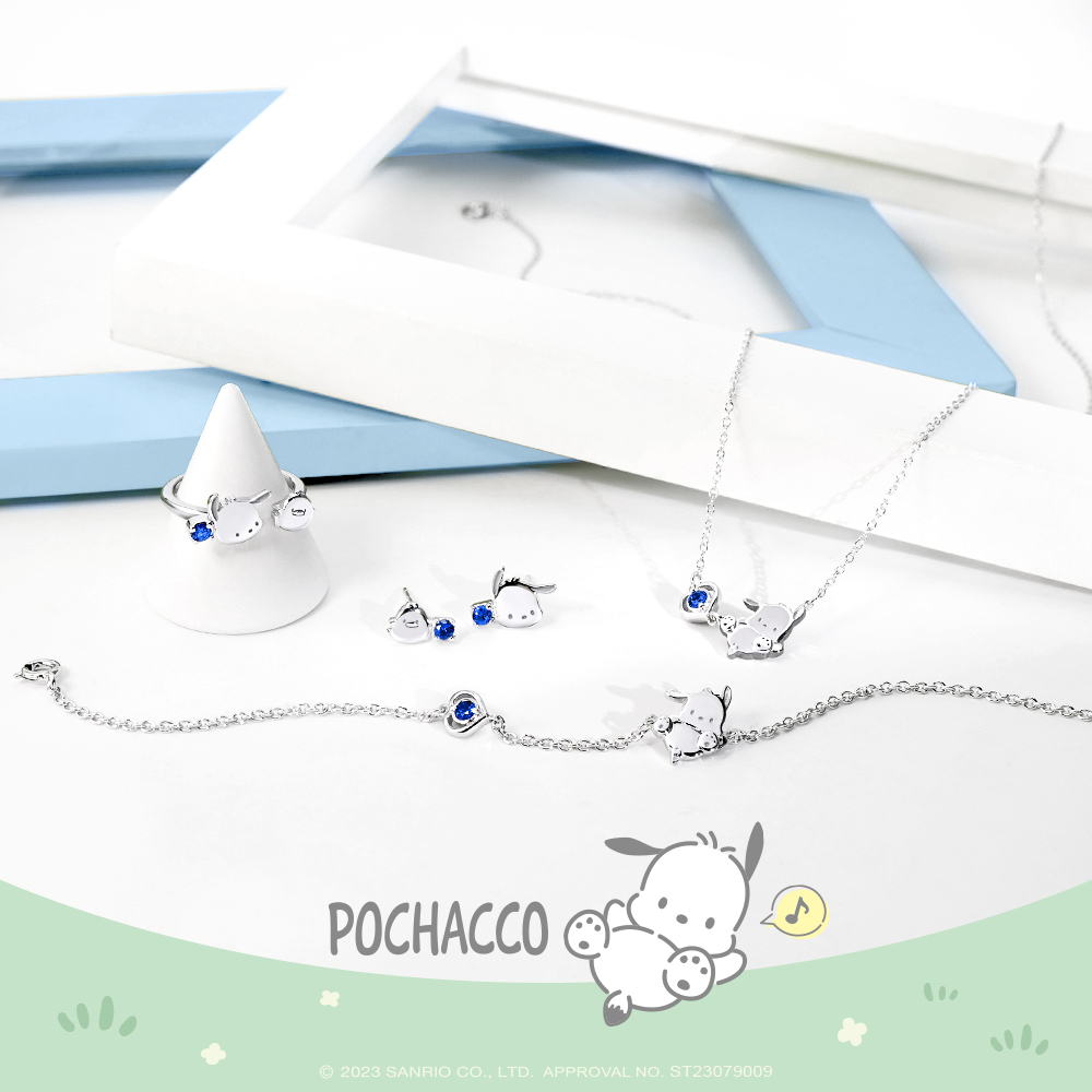 Pochacco 經典系列純銀耳環戒指項鍊手鍊整體搭配圖