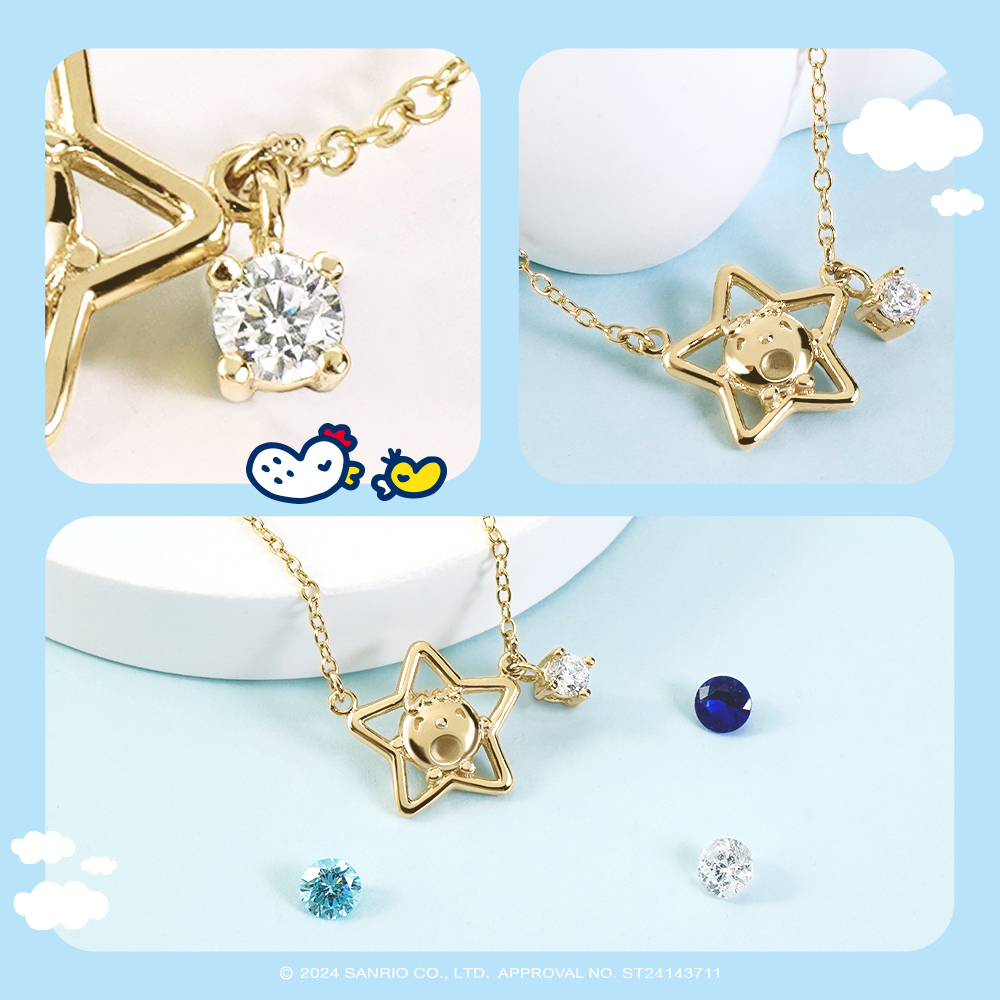 Minna No Tabo 星星造型項鍊與誕生石細節特寫