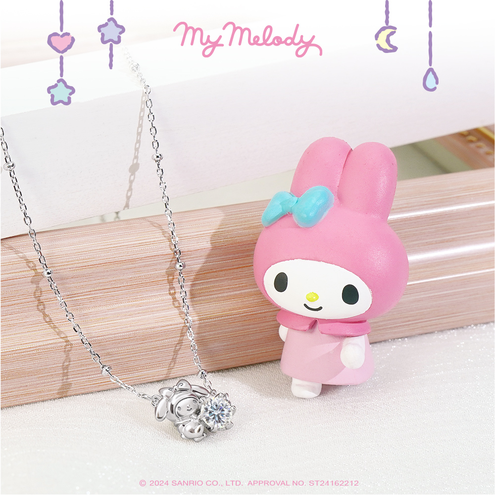 My Melody 莫桑石純銀項鍊甜美風格情境照
