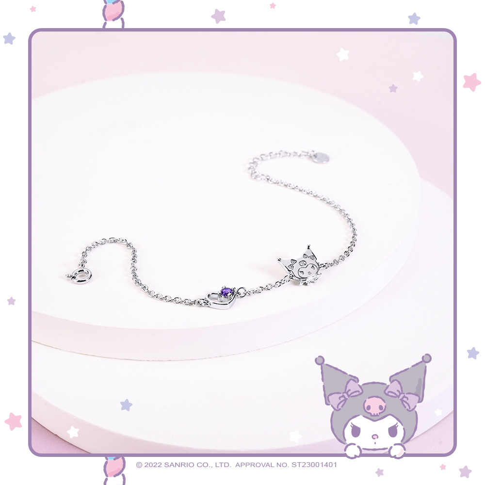 Kuromi & Me誕生石純銀手鍊完整展示圖