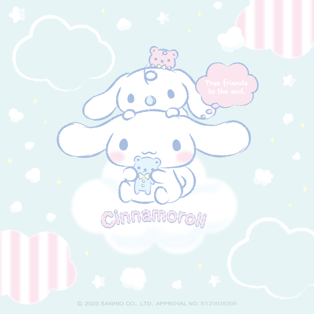 三麗鷗正版授權大耳狗 Cinnamoroll Baby 系列主視覺,幸福喜拿療癒雲朵插畫。